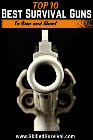 best survival guns - revolver pointing straight back at you