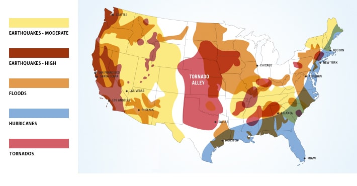 USA Natural Disaster Risk Per Region